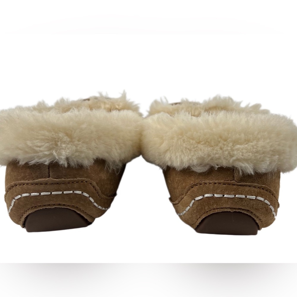 Lamo Womens Tan Suede Faux Shearling Lined Moccasin Slipper Size 10 - Picture 4 of 7